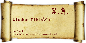 Widder Miklós névjegykártya